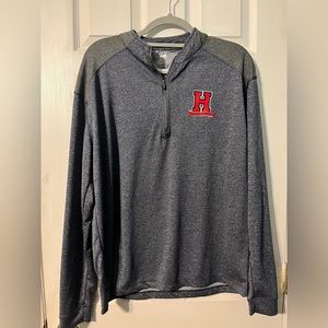 Mens Heritage long sleeve quarter zip blue grey and red